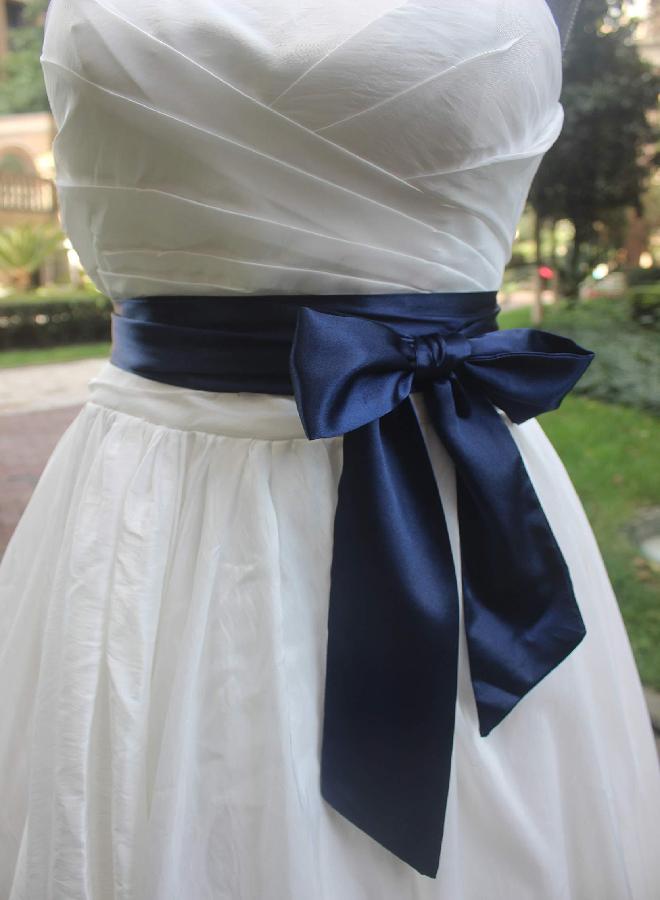 NANIA Wedding satin sash belt for special occasion dress bridal sash (Dark navy) - Image 3