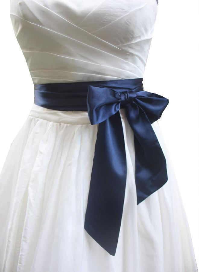 NANIA Wedding satin sash belt for special occasion dress bridal sash (Dark navy) - Image 1