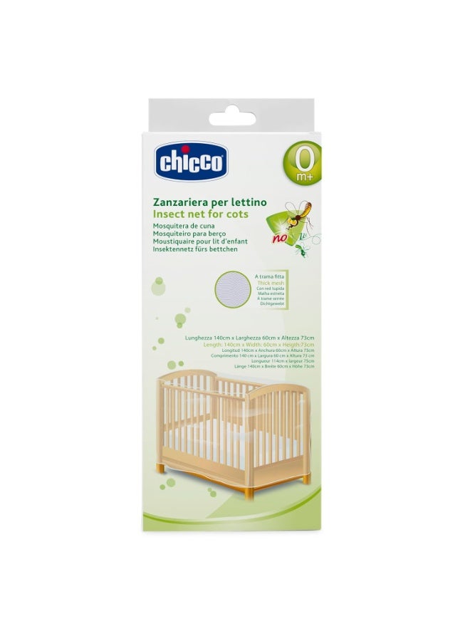 Chicco Mosquito Net for Baby Cradle, Swing & Cot, Easy to Fit with Elastic Edge, Hand Washable, 0m+ (White) - Image 1
