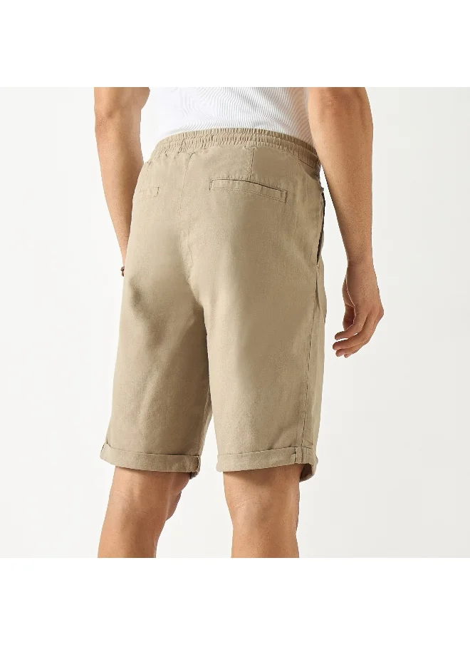 Iconic Iconic Solid Slim Fit Shorts with Pockets