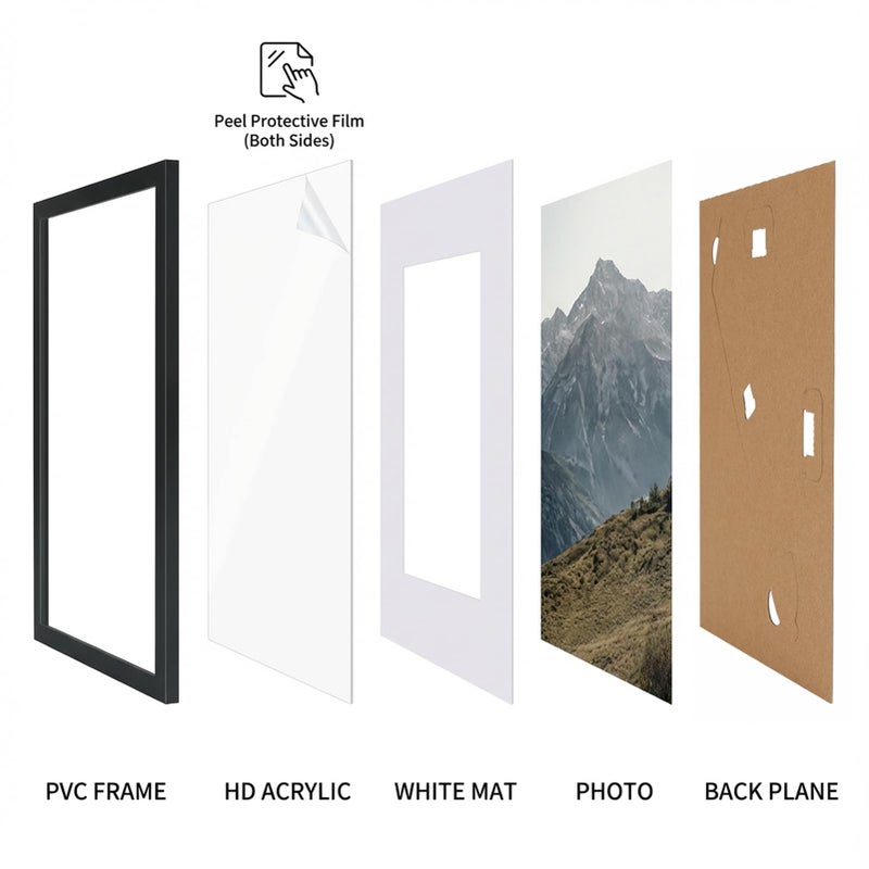 Rempry 5X7 Picture Frames Set of 11, Black 5x7 Photo Frames without Mat or Displays 4X6 Picture with Mat, Wall Mount or Tabletop Display for Home, Office - Image 3