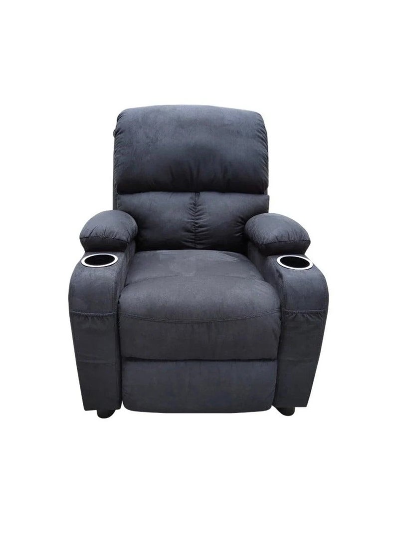 sahaba Manual Fixed Recliner Chair – Fixed Lazy Chair Manual Recliner Sofa with 2 Cup Holders, 2 Side & 2 Front Pockets – Comfortable Reclining Armchair for Living Room, Bedroom & Home Office - Black - Image 2