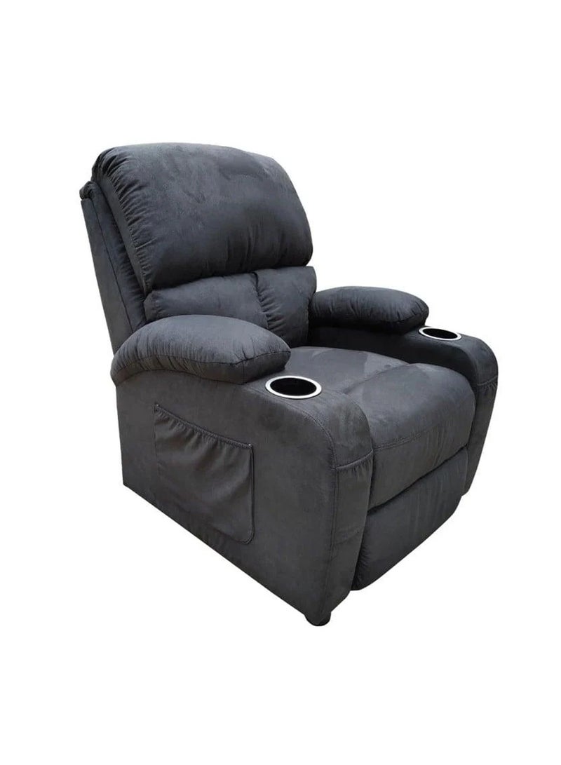sahaba Manual Fixed Recliner Chair – Fixed Lazy Chair Manual Recliner Sofa with 2 Cup Holders, 2 Side & 2 Front Pockets – Comfortable Reclining Armchair for Living Room, Bedroom & Home Office - Black - Image 3