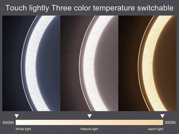Quality Glass Bathroom LED Mirror with Touch Sensor, 3 Light Effects, Glass, Oval LED-29 (16 x 24 Inch) - Image 3