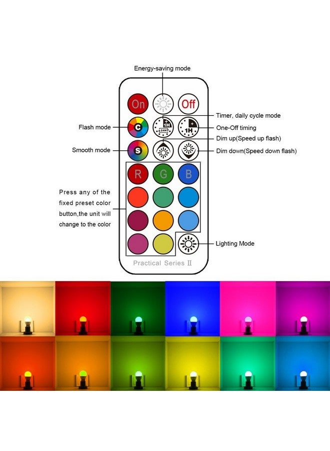 ILC RGB LED Light Bulb, Color Changing 40W Equivalent, Daylight White, 450LM Dimmable 5W E26 Screw Base RGBW, Mood Light Bulb - 12 Color Choices - Timing Infrared Remote Control Included (8 Pack) - Image 3