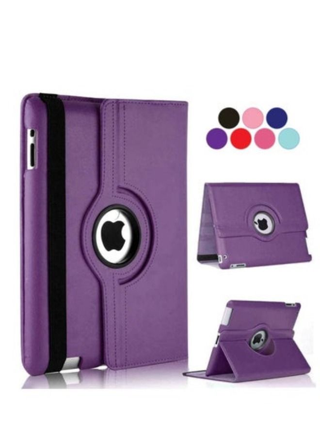 ACLIX 360 Degree Rotating Stand [Auto Sleep/Wake] Folio Leather Smart Cover Case for Apple iPad (iPad Air 2, Purple) - Image 1