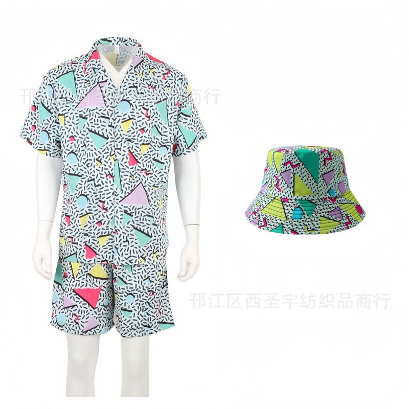 80'S Clothing Retro Shirt Shorts Suit Hawaii Beach Men'S Disco Party - Image 4