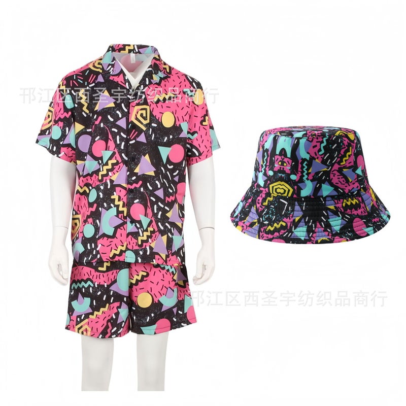 80'S Clothing Retro Shirt Shorts Suit Hawaii Beach Men'S Disco Party - Image 3
