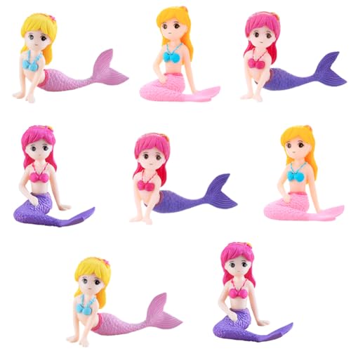 MAOMIA 8 Pcs Mermaid Miniature Figurines Mermaid Toy Figure Collection Playset Doll Cake Toppers Birthday DIY Cake Decoration Wedding Party Supplies - Image 1