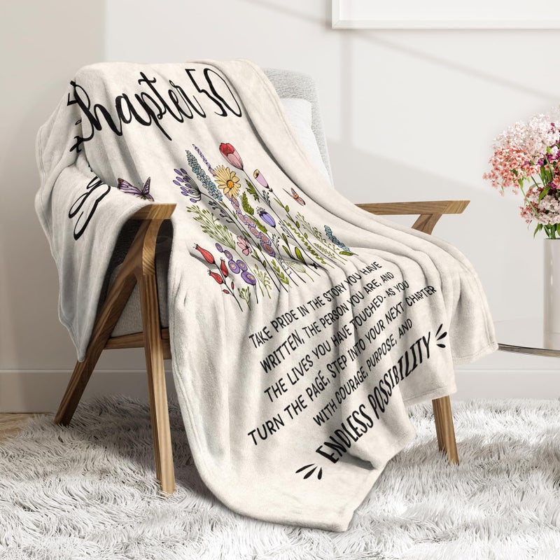 Afterprints 50th Birthday Gifts for Her, Him, Chapter 50 Birthday Blanket, 50 Year Old Bday Gifts for Women Friend, Sister, Mom, 1976, 50th Birthday Decorations, Turning 50 Throw Blankets 50'' x 60'' - Image 3