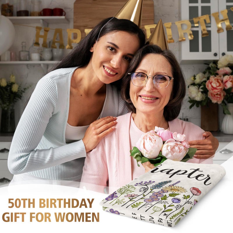 Afterprints 50th Birthday Gifts for Her, Him, Chapter 50 Birthday Blanket, 50 Year Old Bday Gifts for Women Friend, Sister, Mom, 1976, 50th Birthday Decorations, Turning 50 Throw Blankets 50'' x 60'' - Image 2