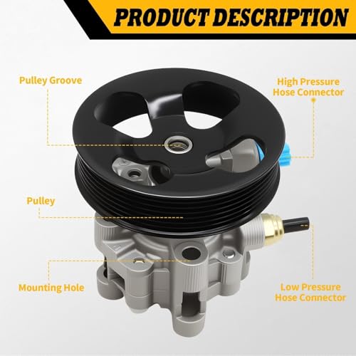 Jecoupoon 21-5498 Power Steering Pump with Pully Compatible with 2007-2012 ES350, 2005-2012 Avalon, 2007-2011 Camry, 3.5L, Power Assist Pump 96-5498 - Image 2