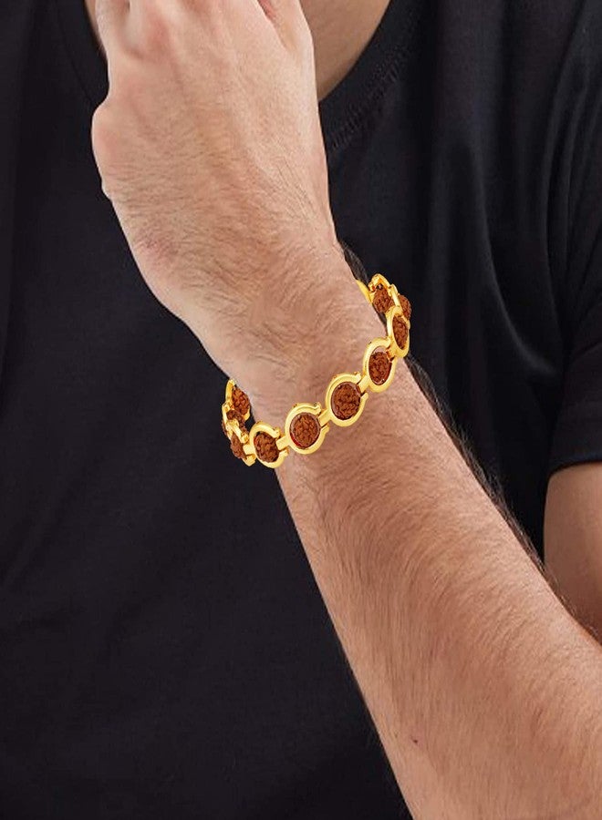Mahi Gold Plated Rotating Rudraksh Bracelet with for Men (BR1101022G) - Image 2