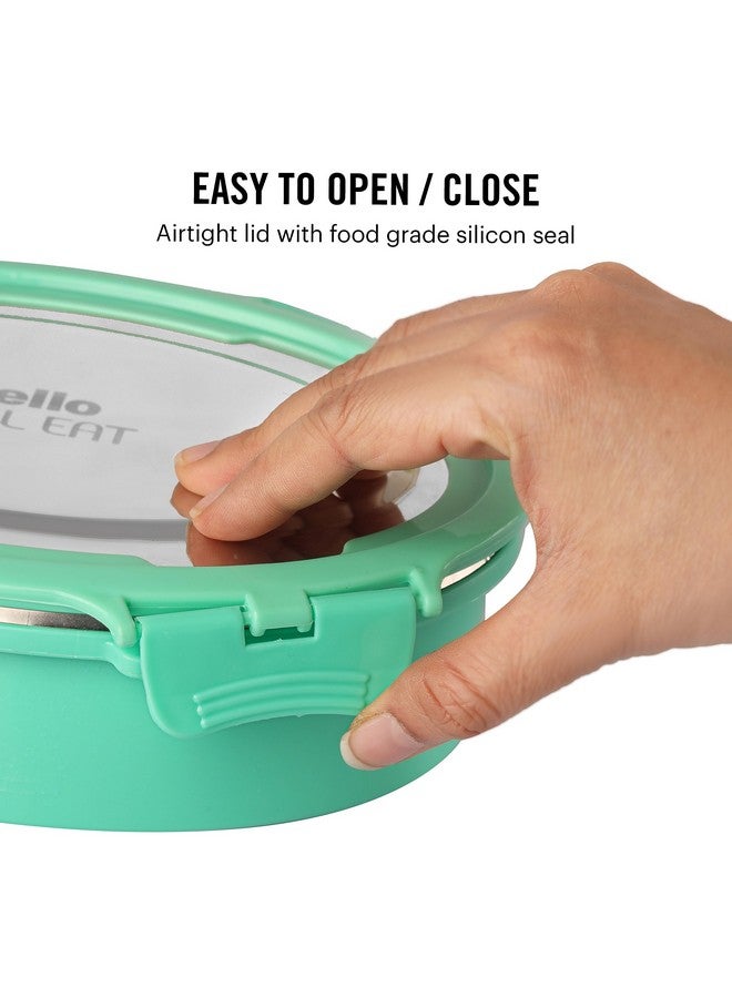 Cello CELLO Oval Eat | 100% Food Grade | Leak Proof and Break Resistant | Ideal for School, College, Office and Outdoor Activities | 2 Containers Lunch Box, 775 ml, Green  - Image 4