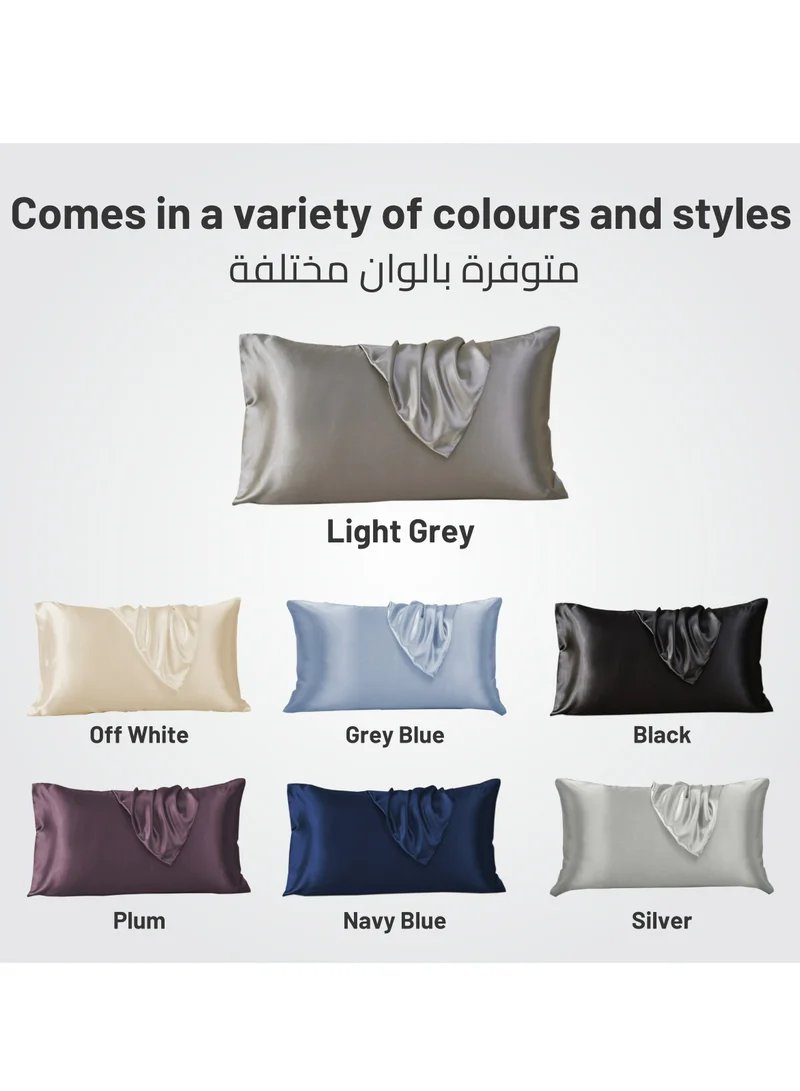 Donetella Satin Pillowcases 2-Pcs Soft And Silky Pillow Cover For Hair And Skin Care With Envelope Closure (Without Pillow Insert),Grey