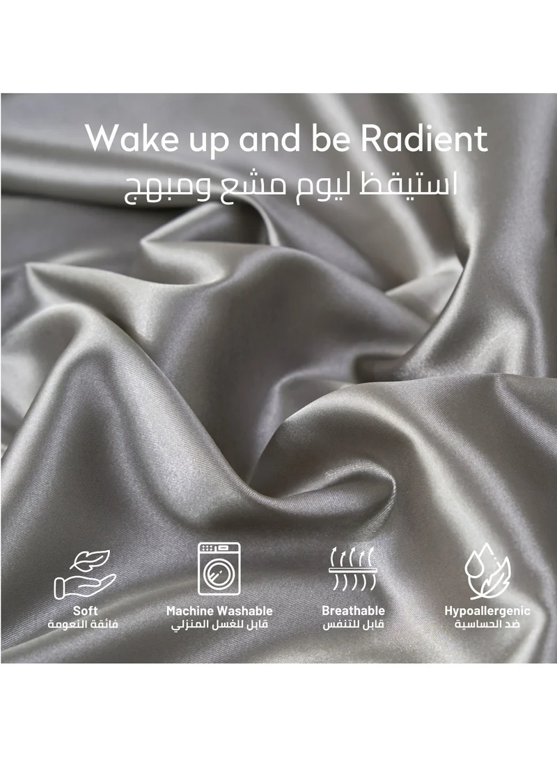 Donetella Satin Pillowcases 2-Pcs Soft And Silky Pillow Cover For Hair And Skin Care With Envelope Closure (Without Pillow Insert),Grey