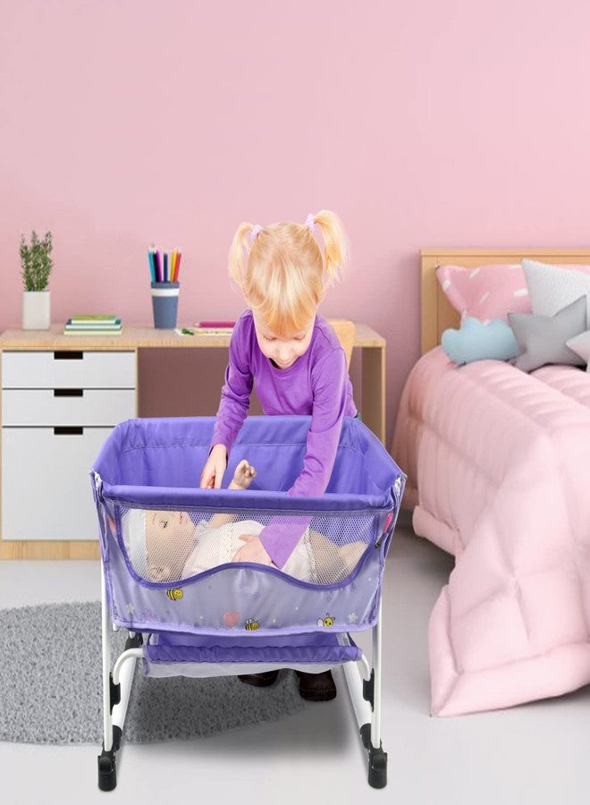 ANIVIA Doll Bed Furniture 2 Function Toy, Doll Bed and Doll Swings Together for 18 inches Baby Dolls, Baby Doll Crib with Bottom (DP601PURPLE) - Image 2
