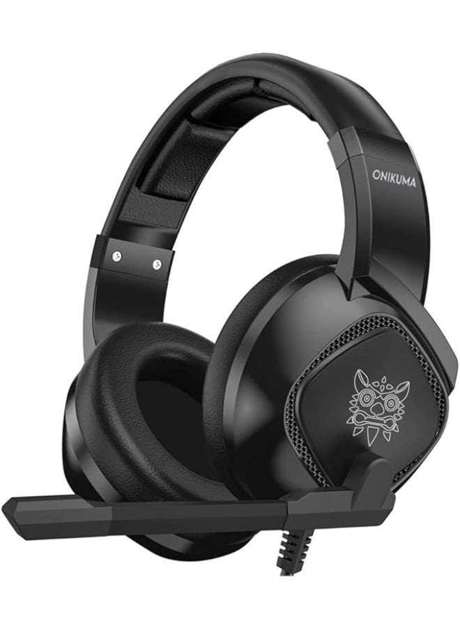 Onikuma K19 Professional Gaming Headset with Mic, RGB LED Backlight & Noise-Canceling – Wired for PC/PS4/Xbox – Black, Medium