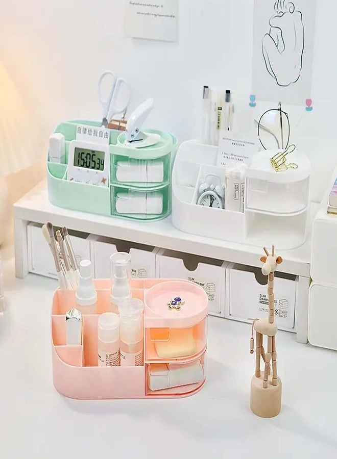 SCALER Makeup Organiser Cosmetic Makeup Lipstick Storage Box with Drawer Plastic Case Holder Skin Care Products for Dressing Table (PINK) - Image 5