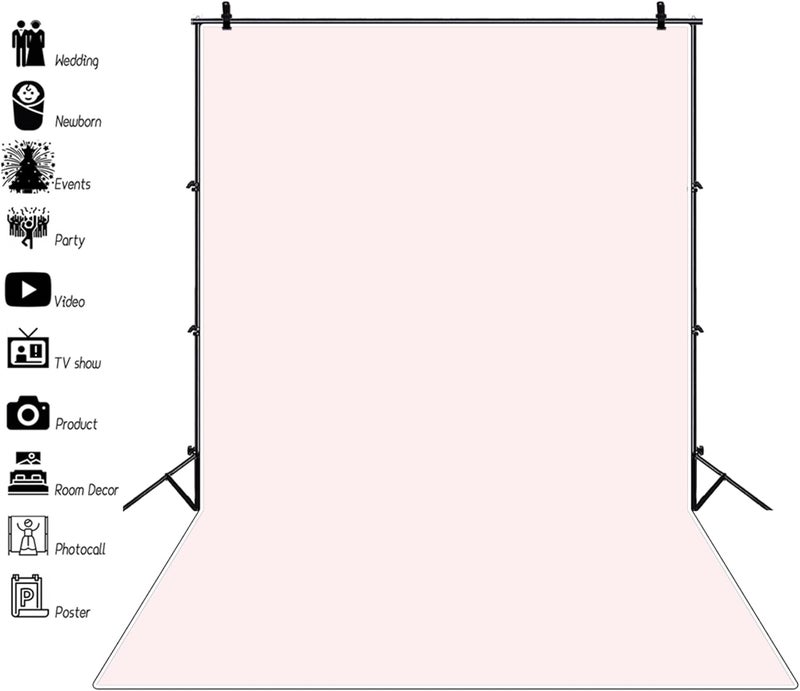 Renaiss 5x7ft Light Pink Backdrop for Photoshoot Portrait Solid Color Chromakey Monochrome Gentle Pale Pink Screen Photography Background Baby Shower Wedding Birthday Party Decors Photo Booth Props - Image 2