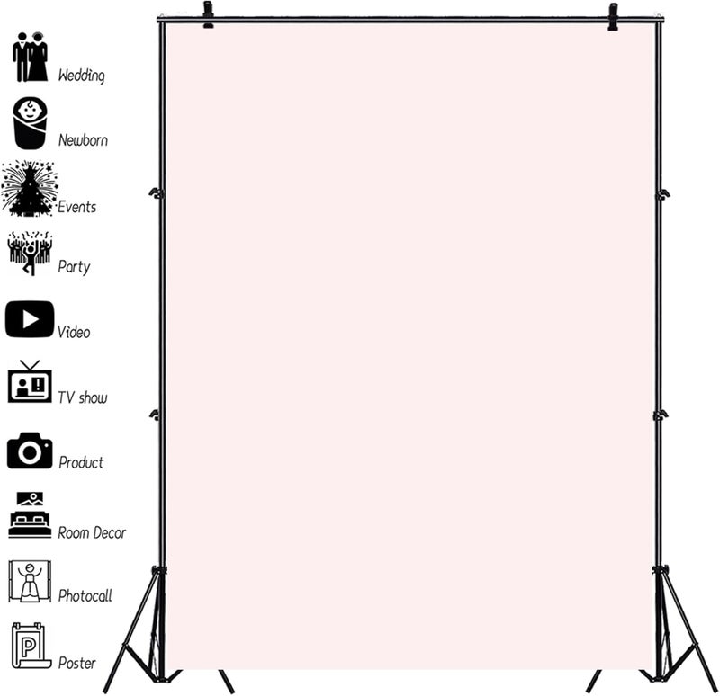 Renaiss 5x7ft Light Pink Backdrop for Photoshoot Portrait Solid Color Chromakey Monochrome Gentle Pale Pink Screen Photography Background Baby Shower Wedding Birthday Party Decors Photo Booth Props - Image 5