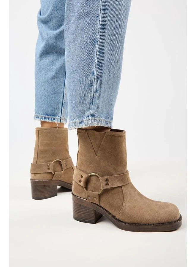 (Livia) Women's Genuine Leather Biker Violet Boot