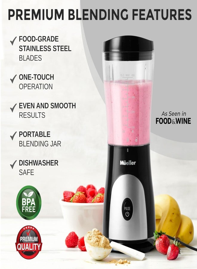 Mueller Smoothie Blender for Smoothies - Personal Blender for Shakes, Frozen Drinks, Baby Food & More, 15oz Travel Cup and Lid, Durable Stainless Steel Blades for Powerful Blending Performance, Black - Image 2