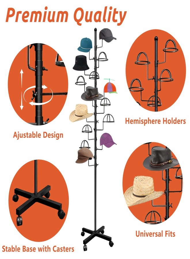 Montex Hat Rack Stand 15 Hooks, Hat Display Stand Metal, Hat Display for Stores, 15 Customizable Circular Hooks - Image 4