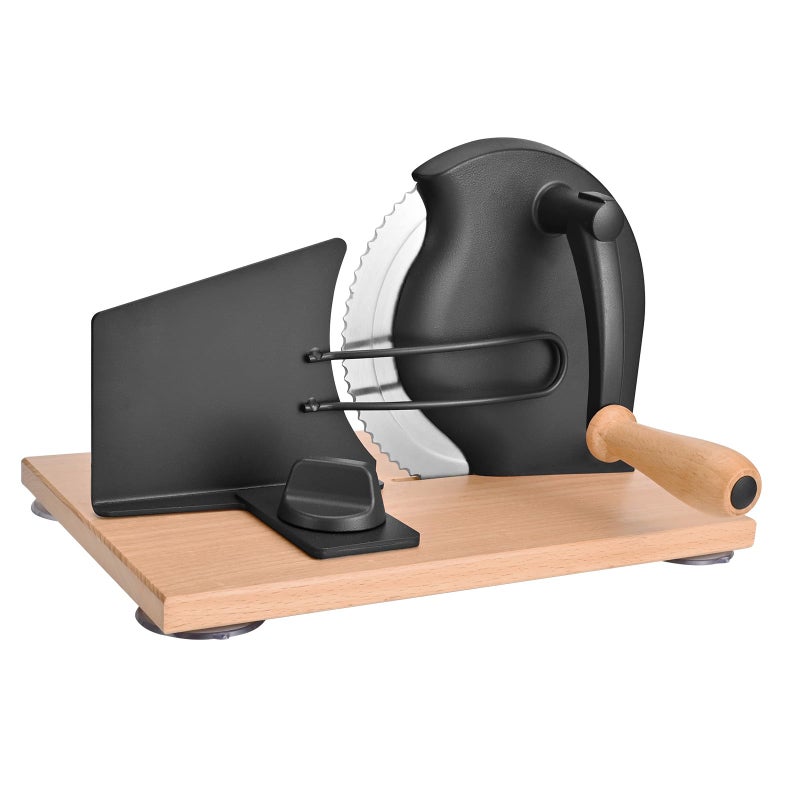 SOWKIPE Manual Bread Slicer with Hand Crank Classic Home Bread Slicer for Homemade Sourdough Rotary Slicer with Adjustable Thickness Premium Stainless Steel  Powerful Suction Cups Black