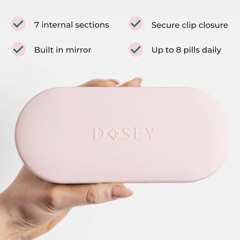 Dosey 7 Day Pill Compact Travel Pill Organizer - Pill Case with 7 Pill Compartments for Medicine Storage & Protection – Stylish & Elegant Medication Organizer with Mirror - Image 3