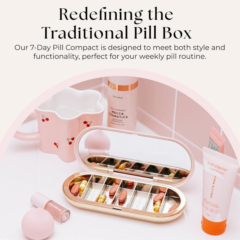 Dosey 7 Day Pill Compact Travel Pill Organizer - Pill Case with 7 Pill Compartments for Medicine Storage & Protection – Stylish & Elegant Medication Organizer with Mirror - Image 2
