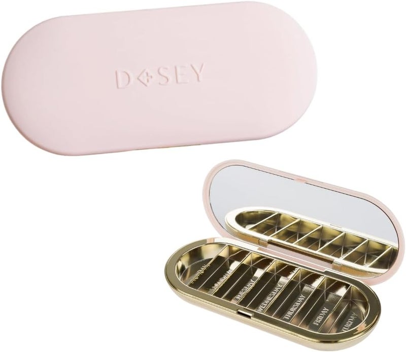 Dosey 7 Day Pill Compact Travel Pill Organizer - Pill Case with 7 Pill Compartments for Medicine Storage & Protection – Stylish & Elegant Medication Organizer with Mirror - Image 1