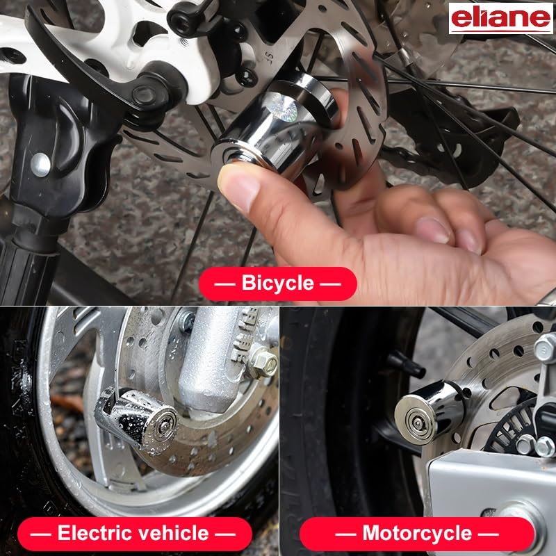 Eliane Disc Lock Motorcycle Brake Anti-Theft Waterproof for Motorcycles Bike Scooter Stainless Steel Heavy Duty Painted Finish Anti Theft 7mm Pin Wheel Locking Security Bike Accessories (Chrome-1Pcs) - Image 3