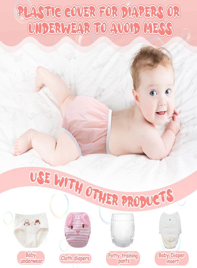 Cozypower 10 Pairs Waterproof Plastic Pants for Toddlers Reusable Plastic Diaper Covers Potty Training Underwear Pants(M,White, Pink) - Image 4
