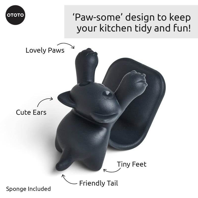 OTOTO Scrubby Cute Cat Sponge Holder for Kitchen Sink - Dishwasher Safe Dish Organizer- Compact, Cute Kitchen Accessories, Dish Sponge, White Elephant Gifts - Image 4