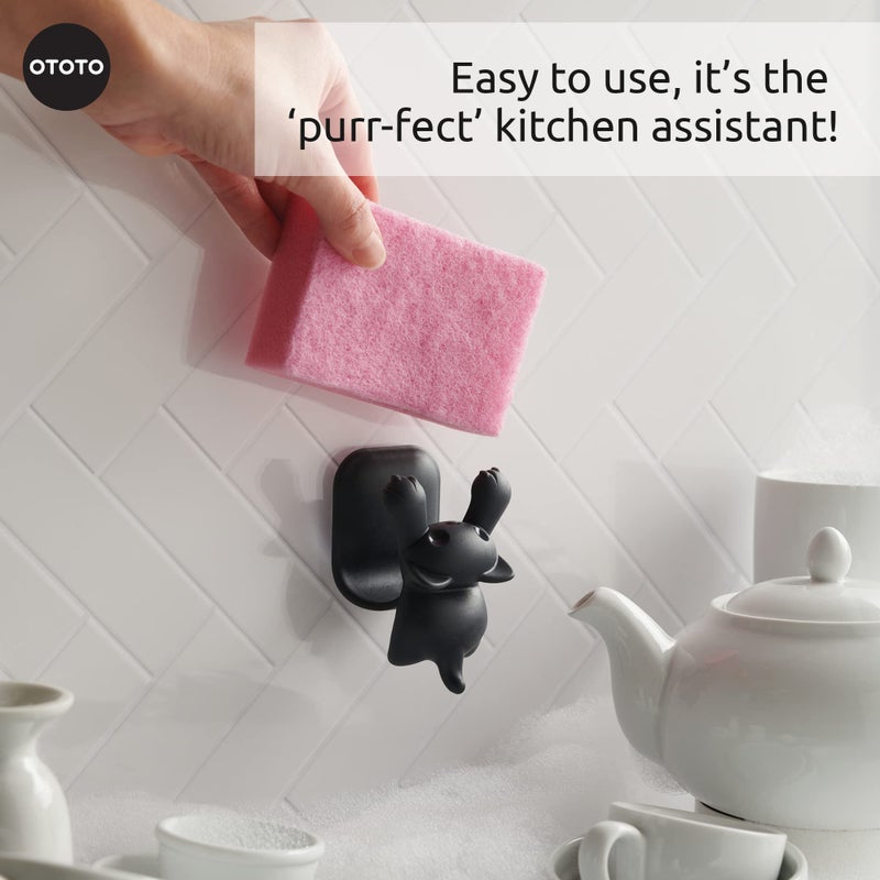OTOTO Scrubby Cute Cat Sponge Holder for Kitchen Sink - Dishwasher Safe Dish Organizer- Compact, Cute Kitchen Accessories, Dish Sponge, White Elephant Gifts - Image 5