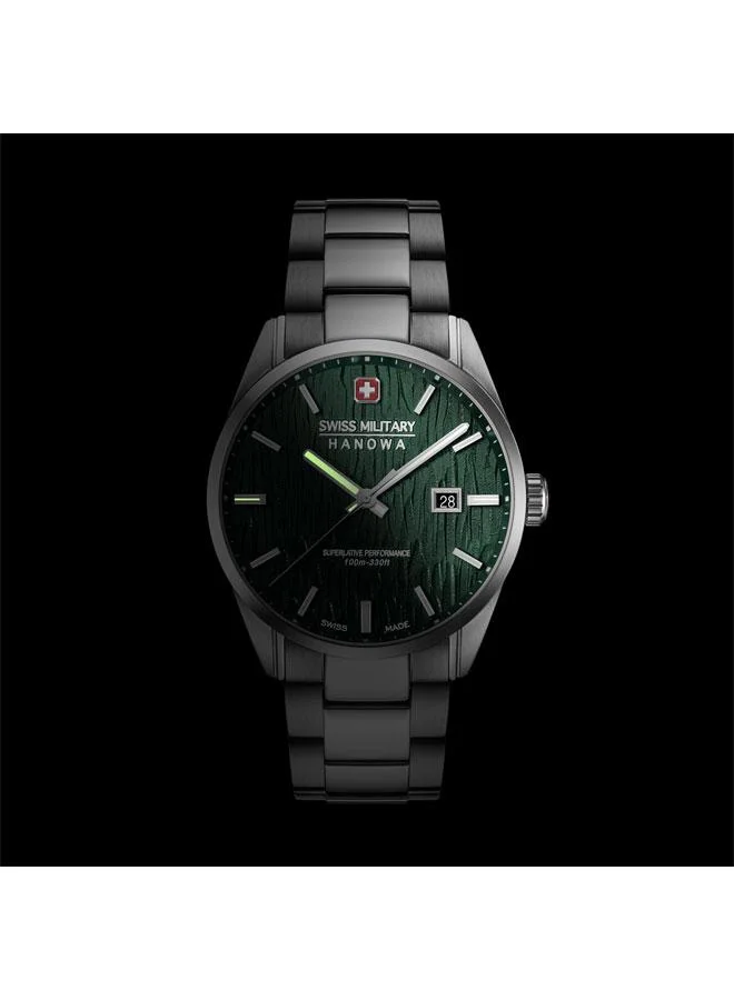 SWISS MILITARY HANOWA Silver Fir 42mm Men's Analog Watch with Stainless Steel Bracelet