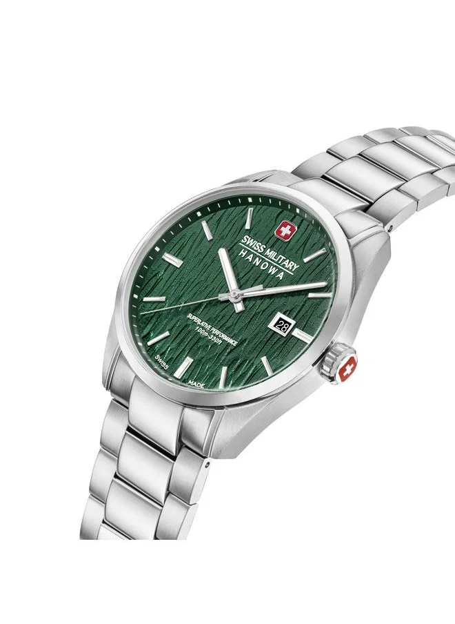 سويس ميليتري هانوا Silver Fir 42mm Men's Analog Watch with Stainless Steel Bracelet