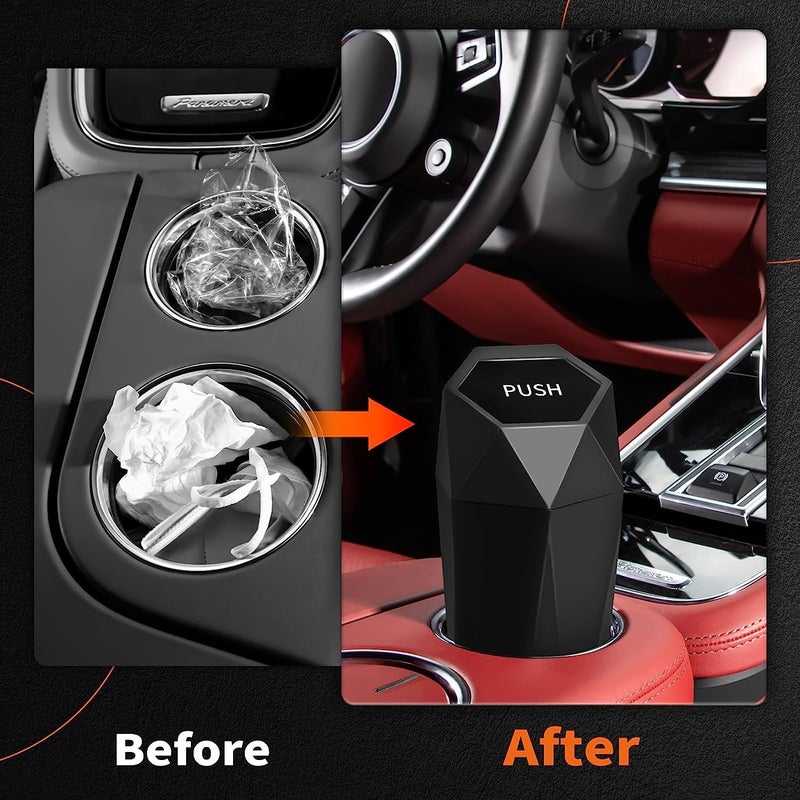 HOTOR Car Trash Can with Lid - 1 Pack, Car Accessories for Interior, Leakproof Vehicle Garbage Can with 15 Attached Trash Bags, Multipurpose Organizers and Storage for Home, Office, Black - Image 5