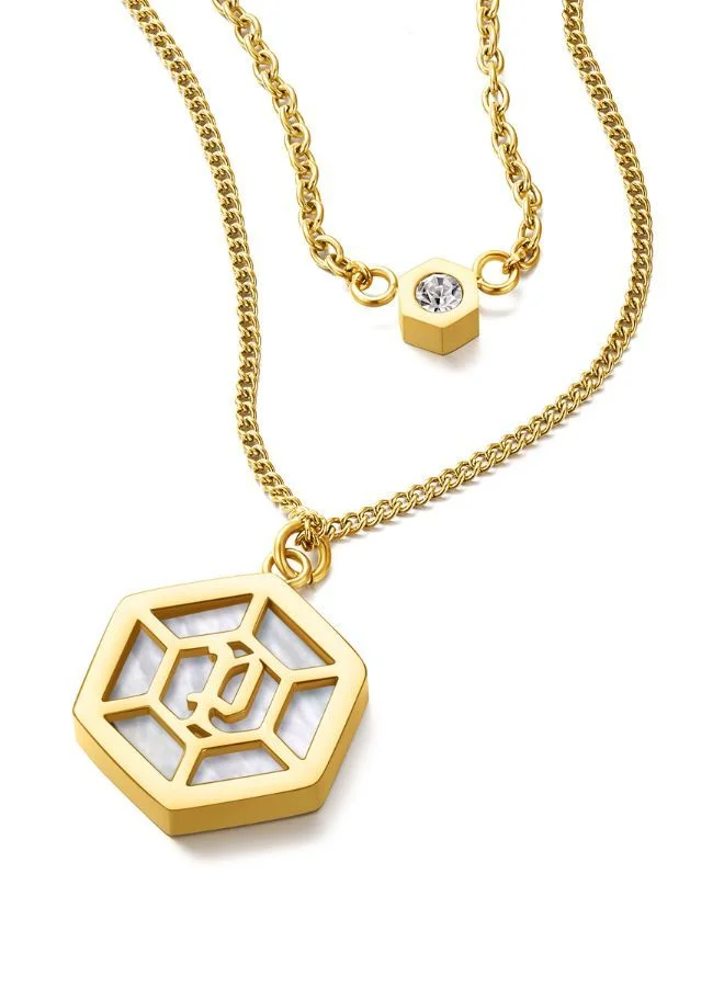 POLICE Exagon Necklace For Women Yellow Gold Plated