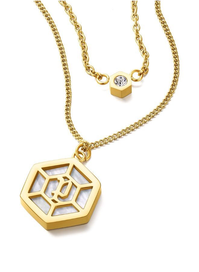 POLICE - Exagon Necklace For Women Yellow Gold Plated - Image 1