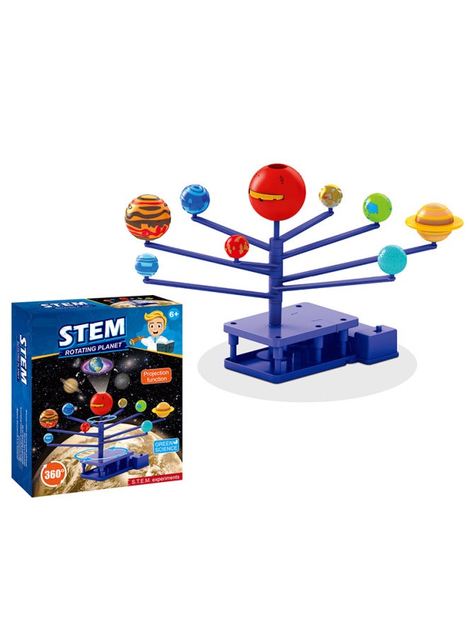 Children's Diy Science Physical 14-in-1 Chemistry Experiment Plant Ecology Weather Station Animal Observer Training Toy-Color:Power Planet (with Projection Function, (with 3 AG3 Batteries, Packed With Electricity) With Automatic Rotation Function (with 2 1.5VAA Batteries, Not Packed) - Image 1