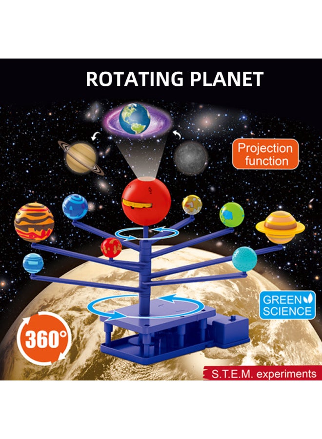 Children's Diy Science Physical 14-in-1 Chemistry Experiment Plant Ecology Weather Station Animal Observer Training Toy-Color:Power Planet (with Projection Function, (with 3 AG3 Batteries, Packed With Electricity) With Automatic Rotation Function (with 2 1.5VAA Batteries, Not Packed) - Image 4