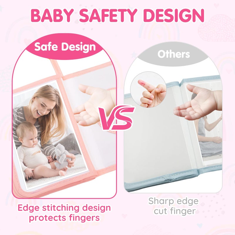 AUVCAS Baby's My First Photo Album Soft Photo Cloth Book, Boho Rainbow Baby Photo Album, Baby Photo Book with Safe Mirror, Baby Memory Album Shower Gift for Newborns Toddlers & Kids, 4x6 Inch Photos. - Image 2