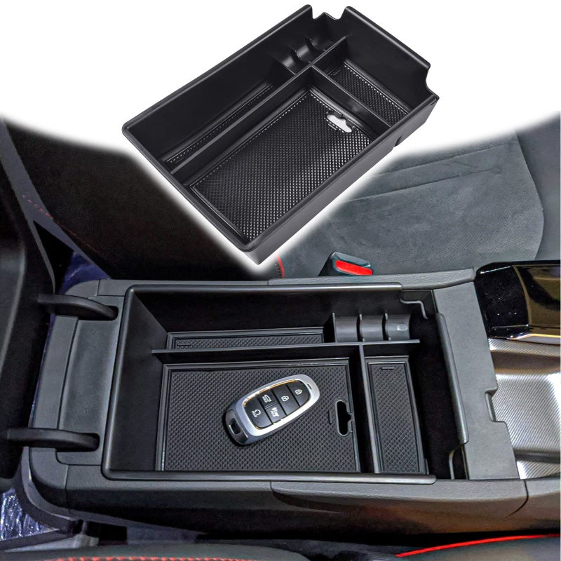 TACOBRO Center Console Organizer Compatible with Hyundai Sonata 2020 2021 2022 2023 Accessories Sonata NLineLimited Insert Tray Secondary Storage Armrest Box ABS Black