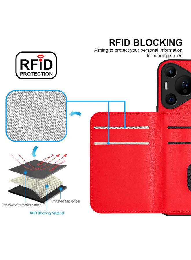 Zaboon Case For Huawei Pura 70 Pro / 70 Pro+ Rhombic Texture Card Bag RFID Phone Case with Long Lanyard - Image 4
