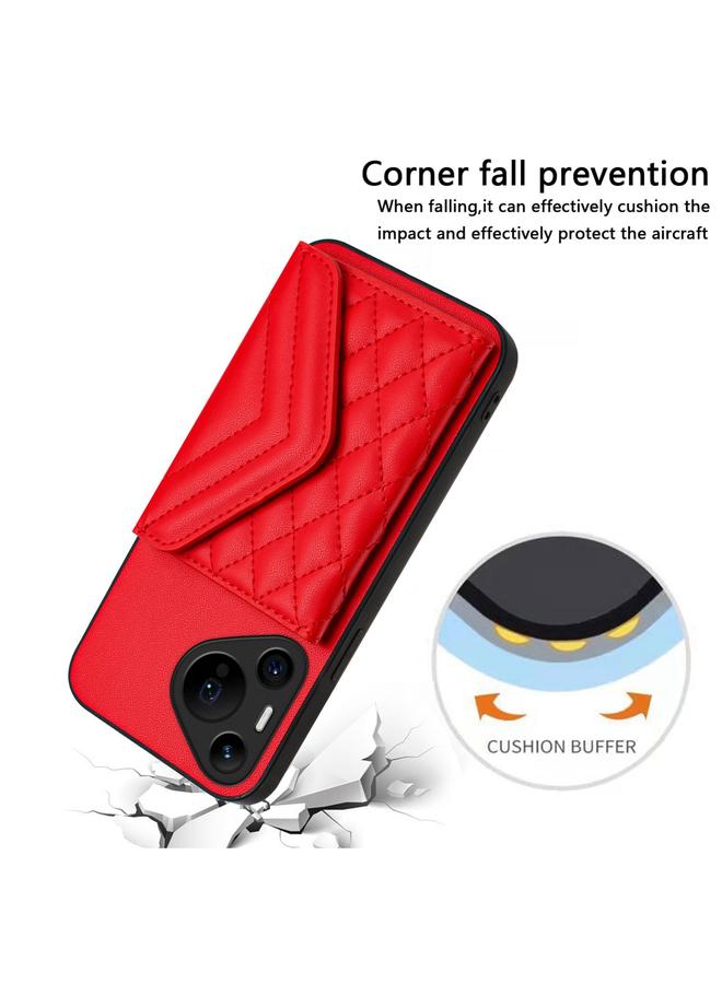 Zaboon Case For Huawei Pura 70 Pro / 70 Pro+ Rhombic Texture Card Bag RFID Phone Case with Long Lanyard - Image 5