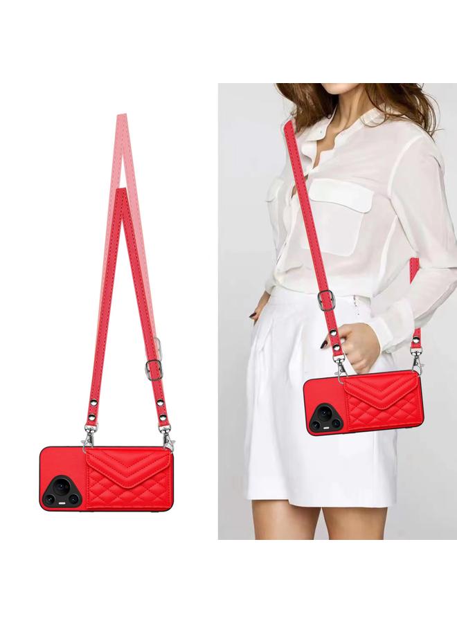 Zaboon Case For Huawei Pura 70 Pro / 70 Pro+ Rhombic Texture Card Bag RFID Phone Case with Long Lanyard - Image 2