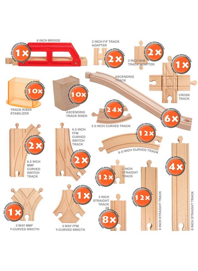 Orbrium - Toys 110 Pcs Wooden Train Track Expansion Pack Compatible With Thomas Wooden Train, Brio, Thomas The Tank Engine - Image 1