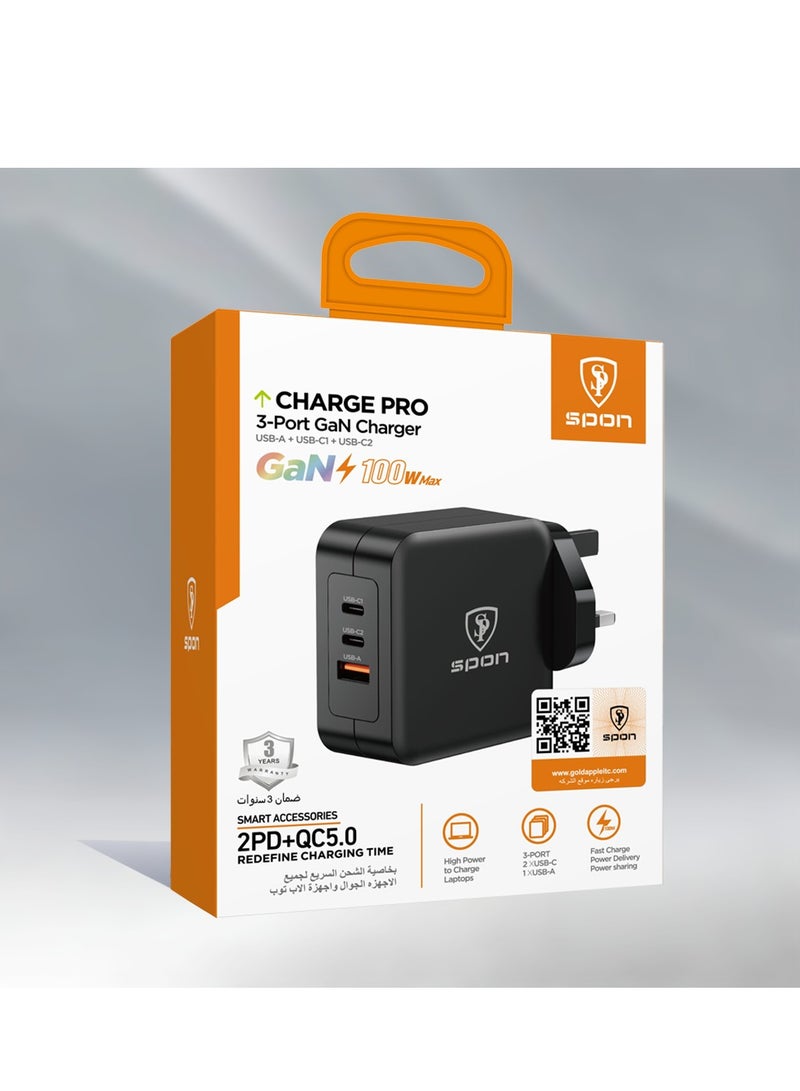 SPON 100W Universal Wall Charger (Type-C + USB Ports) - Image 2